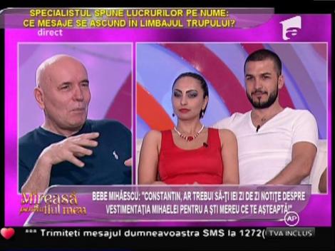 Bebe Mihăescu, către Constantin: "Când priveşti în ochii Mihaelei, dintr-o dată te simţi un făt frumos!"