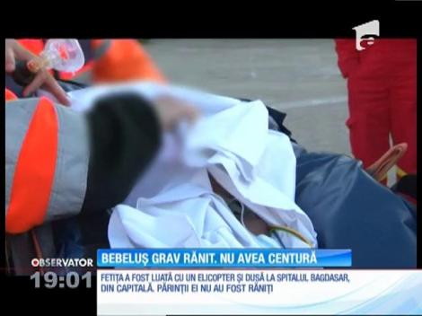 Bebeluș grav rănit într-un accident provocat de mama sa. Nu avea centură