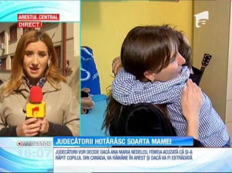 Ana Maria Nedelcu, femeia acuzată că şi-a răpit copilul din Canada, află dacă ca rămâne în arest