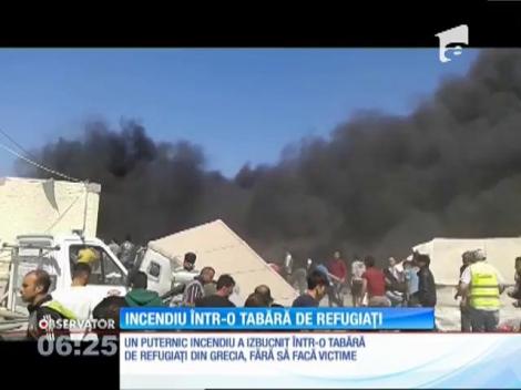 Un incendiu de amploare a izbucnit într-o tabără de imigranţi din nordul Greciei