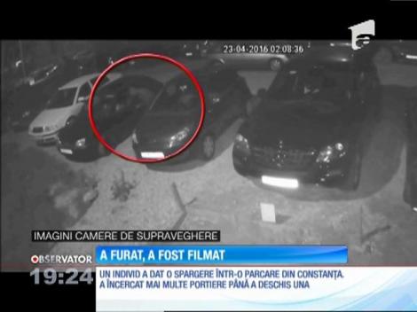 Constanţa: Un hoţ a fost surprins de camerele de supraveghere în timp ce fura dintr-o maşină