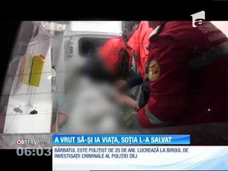 După o ceartă cu soţia un poliţist din Dej a ales să-şi pună capăt zilelor. A fost salvat însă în ultima clipă chiar de partenera sa, care este asistentă medicală