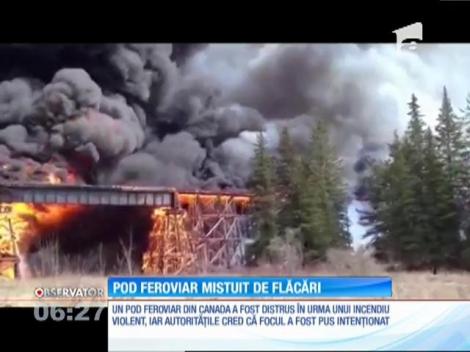 Canada:  Un pod feroviar s-a făcut scrum fără ca pompierii să poată interveni