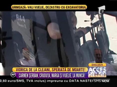 Viorica de la Clejani, speriată de moarte de zborul cu elicopterul!