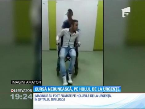 Bătaie de joc la spitalul din Lugoj. Golanii fac curse de cărucioare pe holurile spitalului