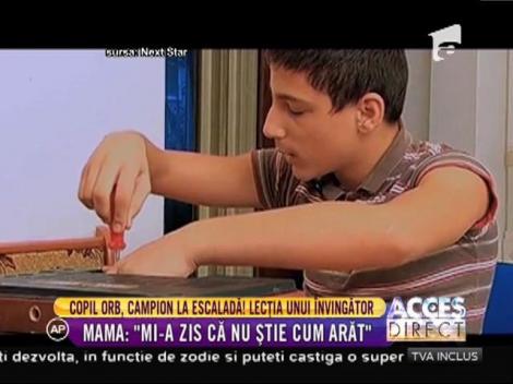 Copil orb, campion la escaladă! Lecţia unui învingător