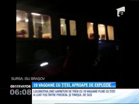 Locomotiva unei garnituri de tren a luat foc între Predeal şi Timişul de Sus