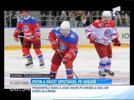 Vladimir Putin a încălțat patinele și a jucat hochei pe gheață