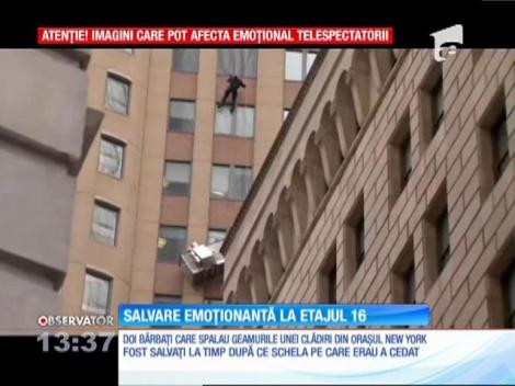 Salvare emoţionantă la etajul 16 al unei clădiri din oraşul New York