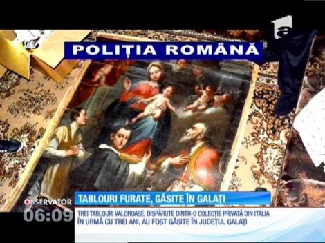 Trei picturi de colecţie, furate din Italia, au fost găsite în judeţul Galaţi