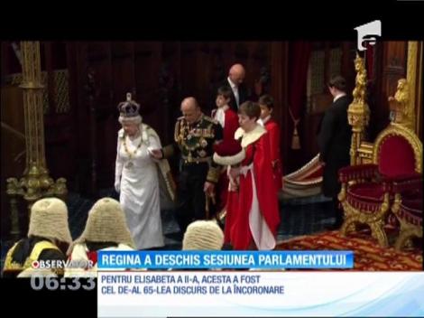 Regina Elisabeta a Doua a rostit, în Camera Lorzilor, cel de-al 65-le discurs de deschidere a parlamentului, de la încoronarea sa