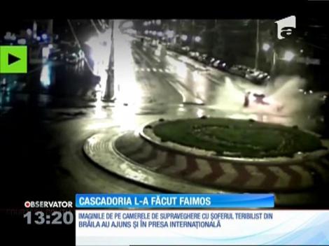 Şoferul din Brăila care a plonjat peste un sens giratoriu, vedetă în presa internaţională