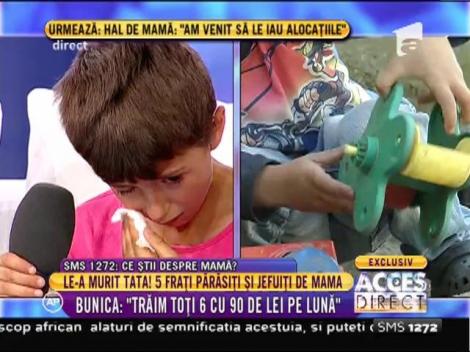 Olga, bunica celor cinci copii părăsiţi de mamă: "Trăim toţi cu 90 de lei pe lună!"