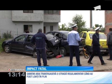 O mașină la volanul căreia era un tânăr de 18 ani a spulberat trei oameni