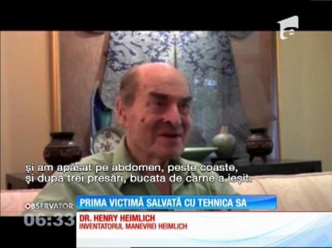 Doctorul Henry Heimlich a salvat o femeie de 87 de ani cu tehnica sa