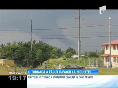 Fenomen extrem în Tulcea! O tornadă a făcut prăpăd în localitatea Niculiţel