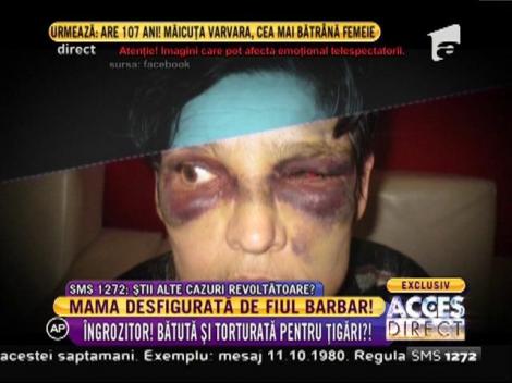 Imagini șocante! Snopită în bătaie de propriul copil, pentru un pachet de țigări