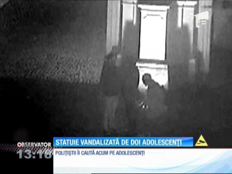 O statuie din Alba Iulia a fost vandalizată de doi adolescenţi