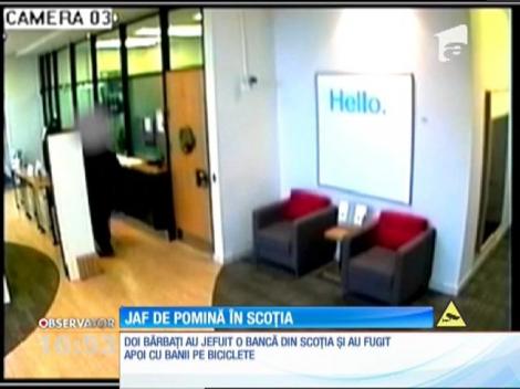 Doi bărbaţi care au jefuit o bancă din Scoţia au fugit pe biciclete
