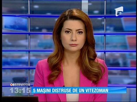 Cinci maşini aflate într-o parcare din Capitală, distruse de un şofer vitezoman