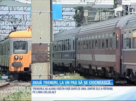 Două trenuri Inter Regio, la un pas să se ciocnească. Au ajuns faţă în faţă, pe aceeaşi linie!