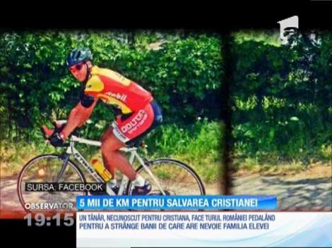 Marius, fost arbitru de fotbal, face turul României pe bicicletă, pentru Cristiana, bolnavă de cancer ovarian