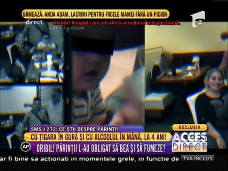 La patru ani, cu ţigara în gură şi cu sticla de alcool în mână!