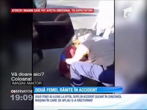 Două femei au ajuns la spital, după ce maşina în care se aflau s-a răsturnat