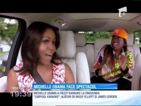 Michelle Obama a făcut karaoke alături de Missy Elliott și James Corden