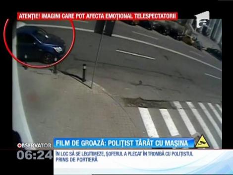 Momente de coşmar pentru un poliţist local din Craiova. A fost târât zeci de metri pe şosea, de un şofer pe care l-a oprit