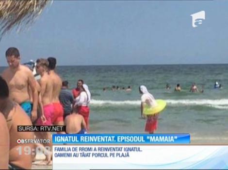 O familie de rromi a tăiat porcul pe plaja din Mamaia