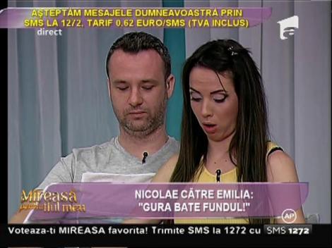 Scântei au sărit între Emilia şi Nicolae în urma izbugnirii ei din direct!