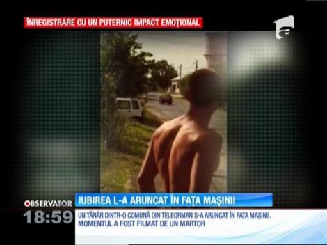 Un tânăr de 20 de ani s-a aruncat în faţa unei maşini