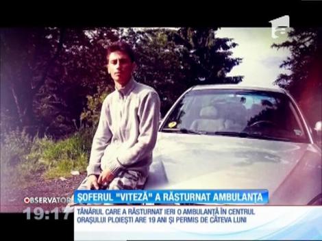 Un tânăr din Ploiești a răsturnat o ambulanță în misiune