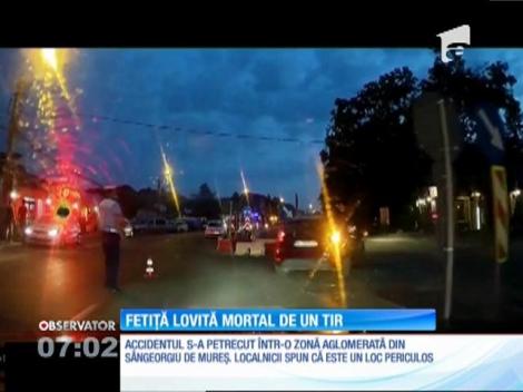 O fetiţă de zece ani a fost strivită de un TIR, pe o trecere de pietoni din Sângeorgiu de Mureş