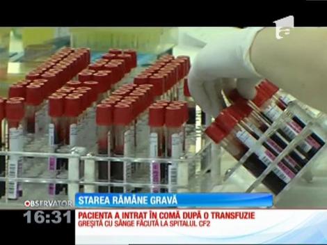 Pacienta care a primit o transfuzie greşită de sânge la Spitalul CF2, în continuare în stare gravă