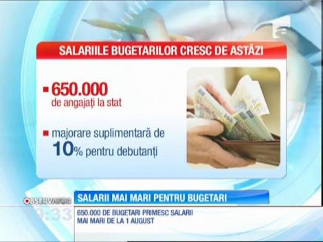 Salarii mai mari pentru bugetari
