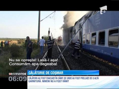 Clipe de coşmar pentru 60 de oameni, care călătoreau cu trenul pe ruta Buzău - Mărăşeşti. Un incendiu violent a izbucnit la locomotivă şi s-a extins rapid şi la primul vagon
