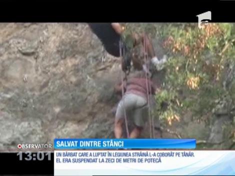 Nepotul campionului Mihai Leu a rămas blocat pe nişte stânci abrupte, la zeci de metri de sol