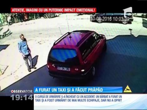 A furat un taxi şi a făcut prăpăd pe străzile din Botoşani, cu poliţia pe urme