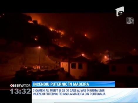 Incendiu puternic pe insula Madeira din Portugalia