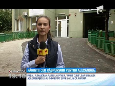 Părinţii cer răspunsuri după moartea Alexandrei, fetiţa care s-a stins după ce a făcut turul spitalelor