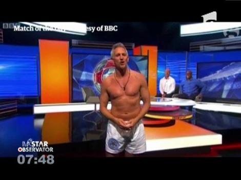 Gary Lineker la televizor, în lenjerie intimă