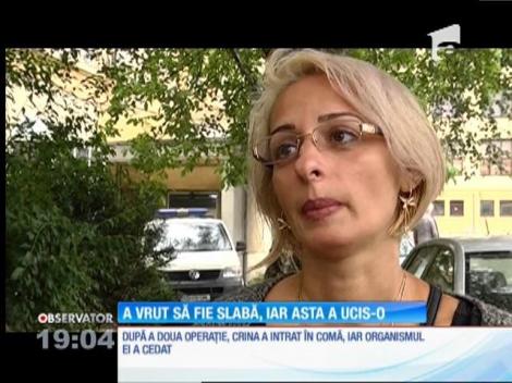 Familia femeii care a murit după o operaţie de micşorare a stomacului face acuzaţii grave la adresa medicului