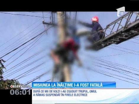 Un bărbat a murit electrocutat pe un stâlp de tensiune, în Câmpina
