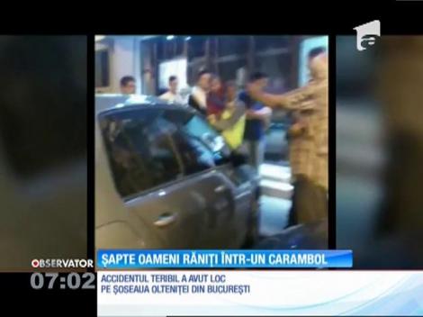 Un tânăr de 19 ani a provocat un carambol în care au fost răniţi şapte oameni, pe o şosea din Bucureşti