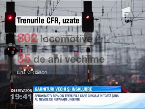 Glasul roţilor de tren sună tot mai rău şi tot mai periculos. Multe dintre garniturile CFR sunt cam din vremea celui de-al doilea război mondial şi arată ca atare