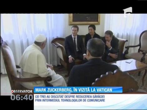 Mark Zuckerberg, fondatorul platformei Facebook, şi soţia sa l-au întâlnit pe Papa Francisc
