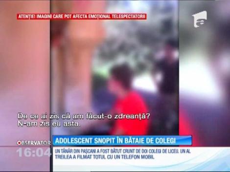 Imagini șocante! Adolescent snopit în bătaie de colegi