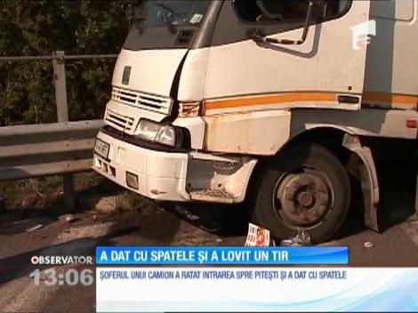 Impact violent pe A1 între un camion şi un TIR
